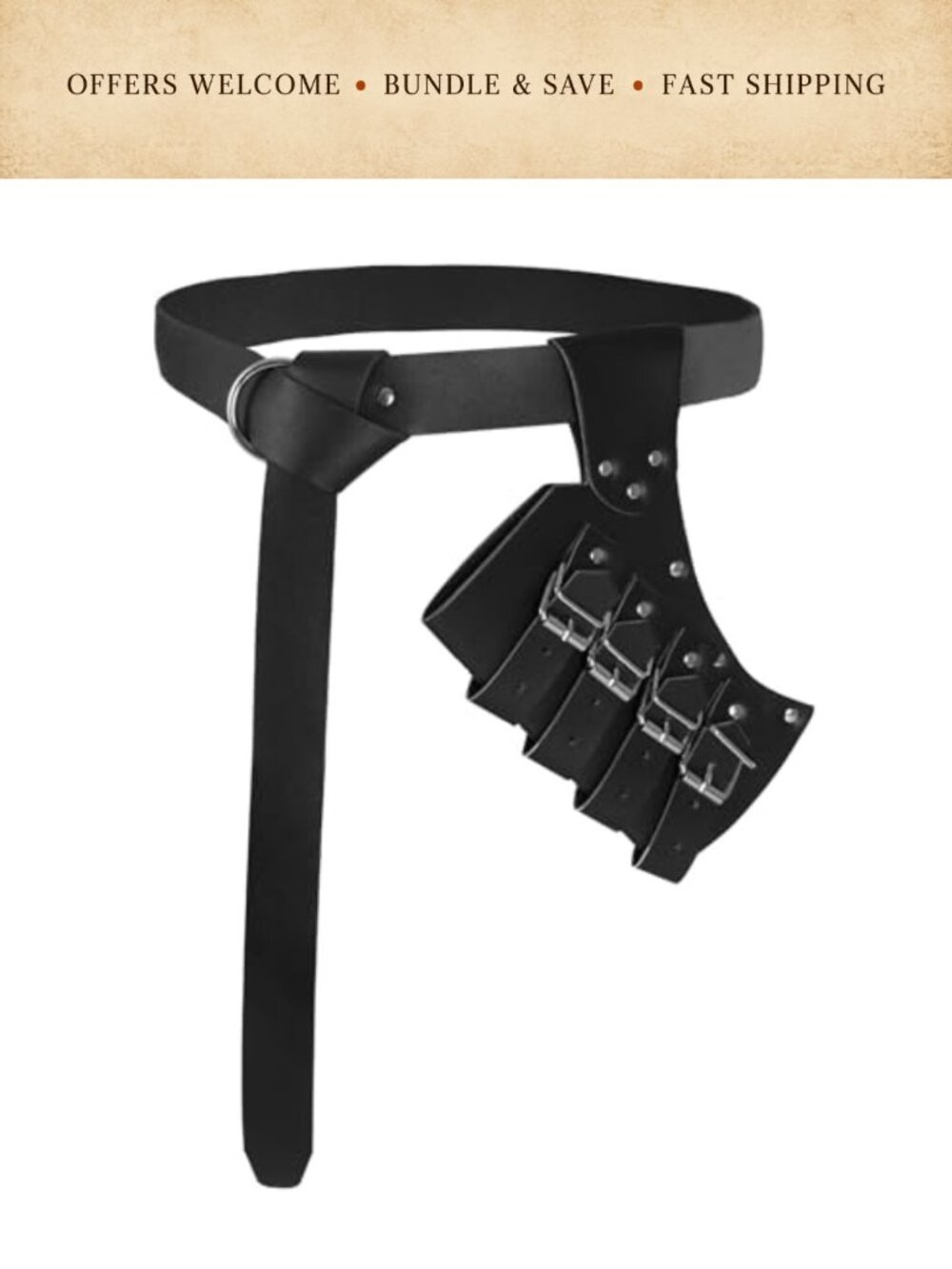 Medieval Belt with Sword Frog Holster Adjustable PU Leather Renaissance Costume
